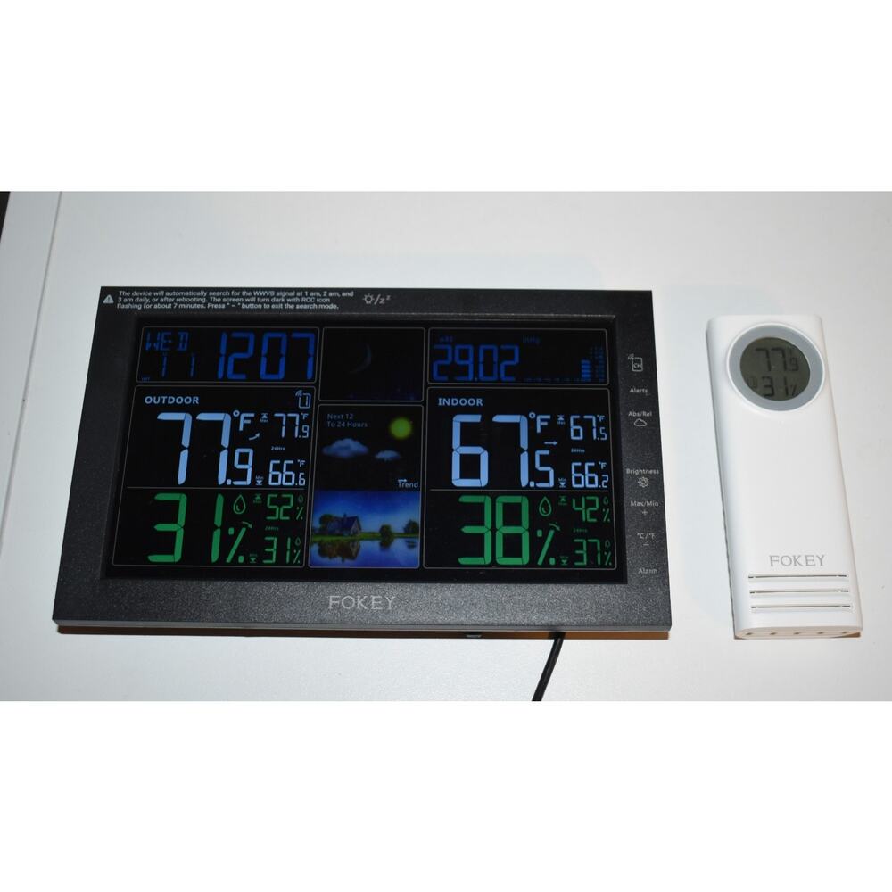 Weather Station Sensor Indoor-Outdoor Thermometer Atomic Clock Barometer NEW
